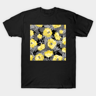 Yellow peonies - gray leaves T-Shirt